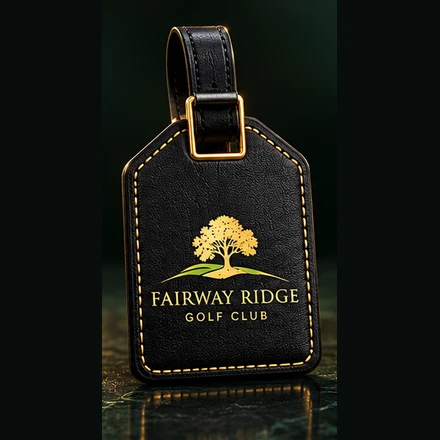 Illustrative Fairway Ridge Golf Club Golf Bag Tags design in emerald, white and gold