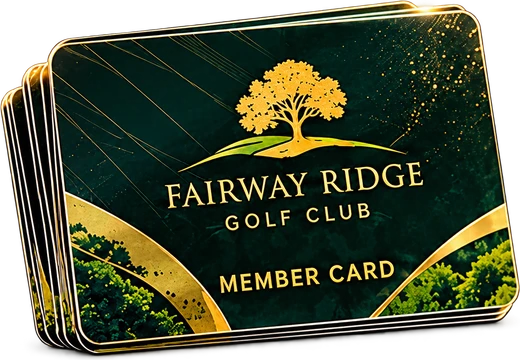 Illustrative custom emerald and gold Golf Membership Cards