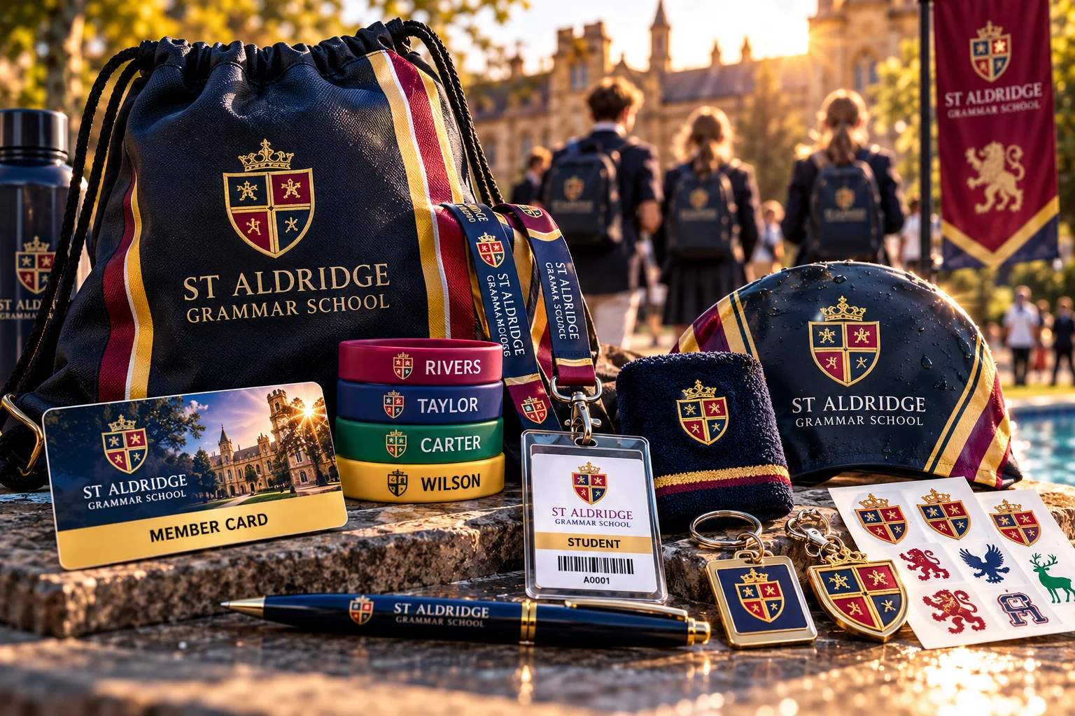 Supplied illustrative St Aldridge Lanyard, ID Card and School Merchandise at a heritage campus