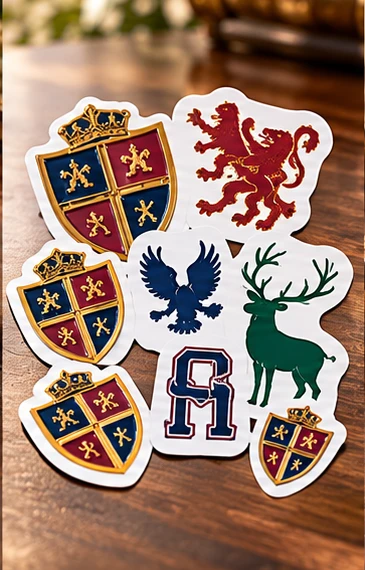 Illustrative St Aldridge Sticker Packs with a fictional School Crest and House Colours