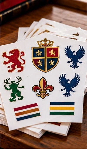 Illustrative St Aldridge Temporary Tattoos with a fictional School Crest and House Colours