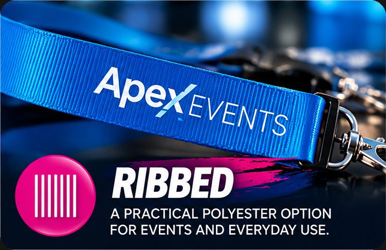 Ribbed lanyard: A practical polyester option for events and everyday use.