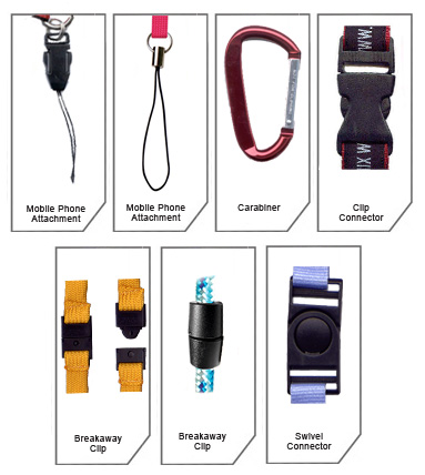 Lanyard clips and attachment options
